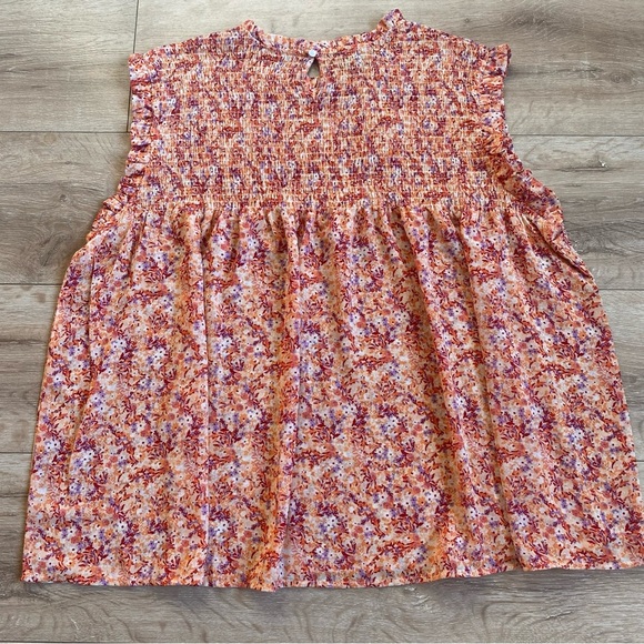 NWT Papillon Blouse Ditsy floral ruffle sleeves smocked chest XXL - Picture 3 of 10